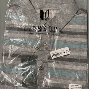 Linksoul Men's Gray and Blue Striped Shirt